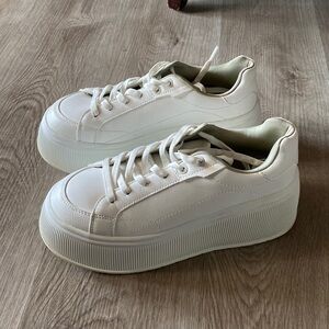 Zara White Athletic Platform Sneakers
